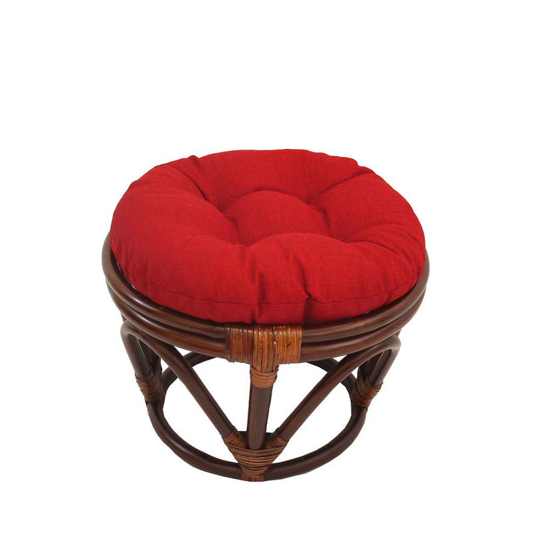 Rattan Ottoman with Outdoor Fabric Cushion