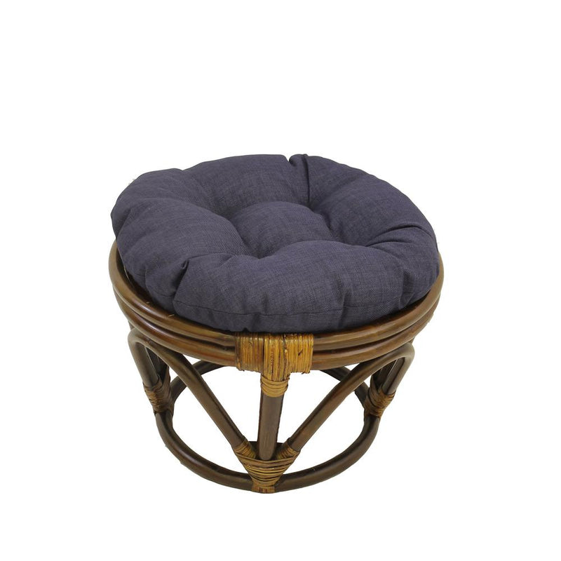 Rattan Ottoman with Outdoor Fabric Cushion