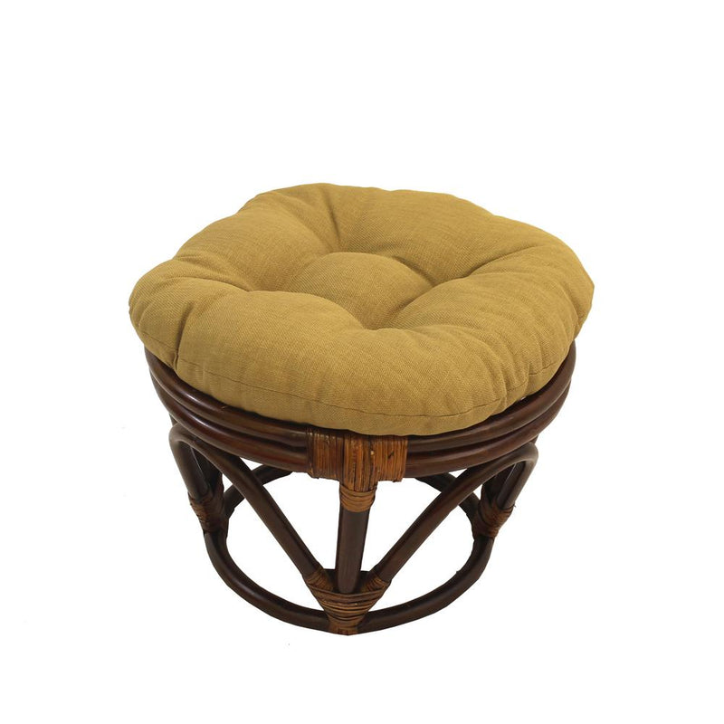 Rattan Ottoman with Outdoor Fabric Cushion