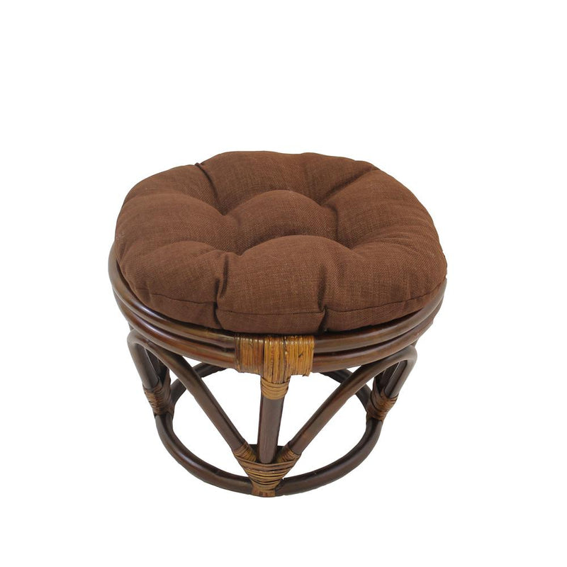 Rattan Ottoman with Outdoor Fabric Cushion