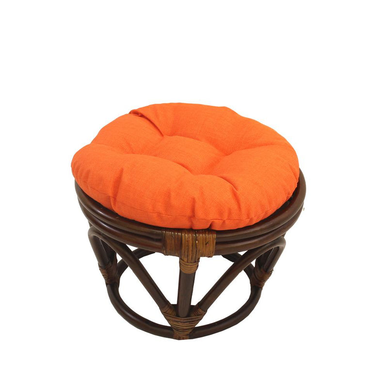 Rattan Ottoman with Outdoor Fabric Cushion