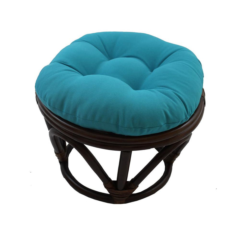 Rattan Footstool with Twill Cushion