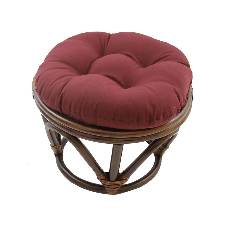 Rattan Footstool with Twill Cushion