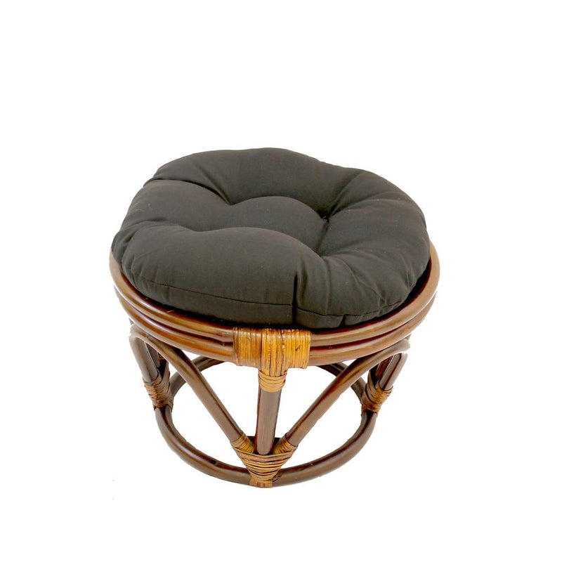 Rattan Footstool with Twill Cushion