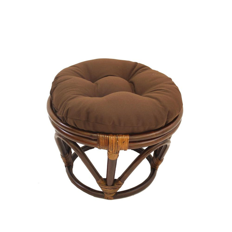 Rattan Footstool with Twill Cushion