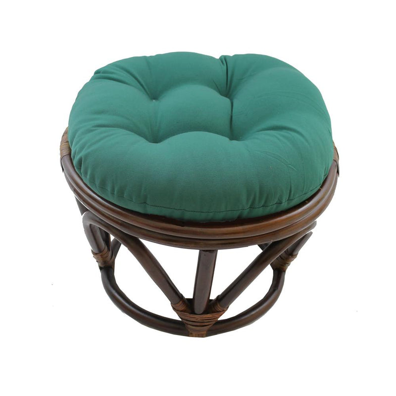 Rattan Footstool with Twill Cushion