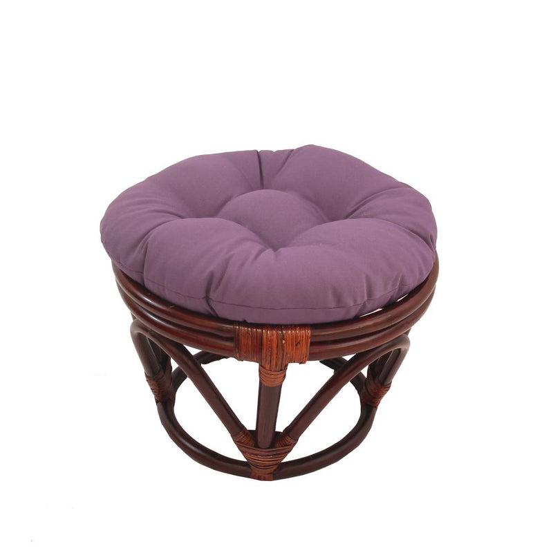 Rattan Footstool with Twill Cushion