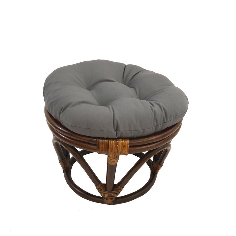 Rattan Footstool with Twill Cushion