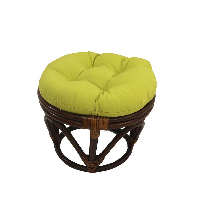 Rattan Footstool with Twill Cushion