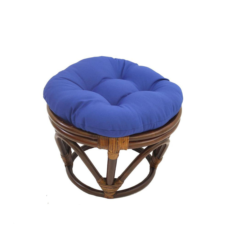 Rattan Footstool with Twill Cushion