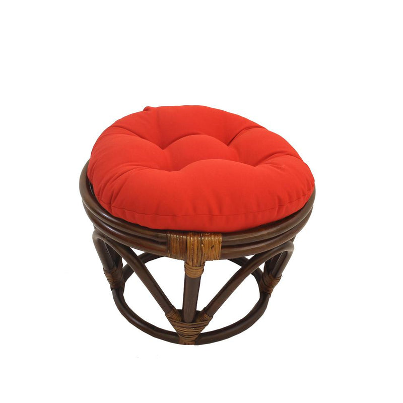 Rattan Footstool with Twill Cushion