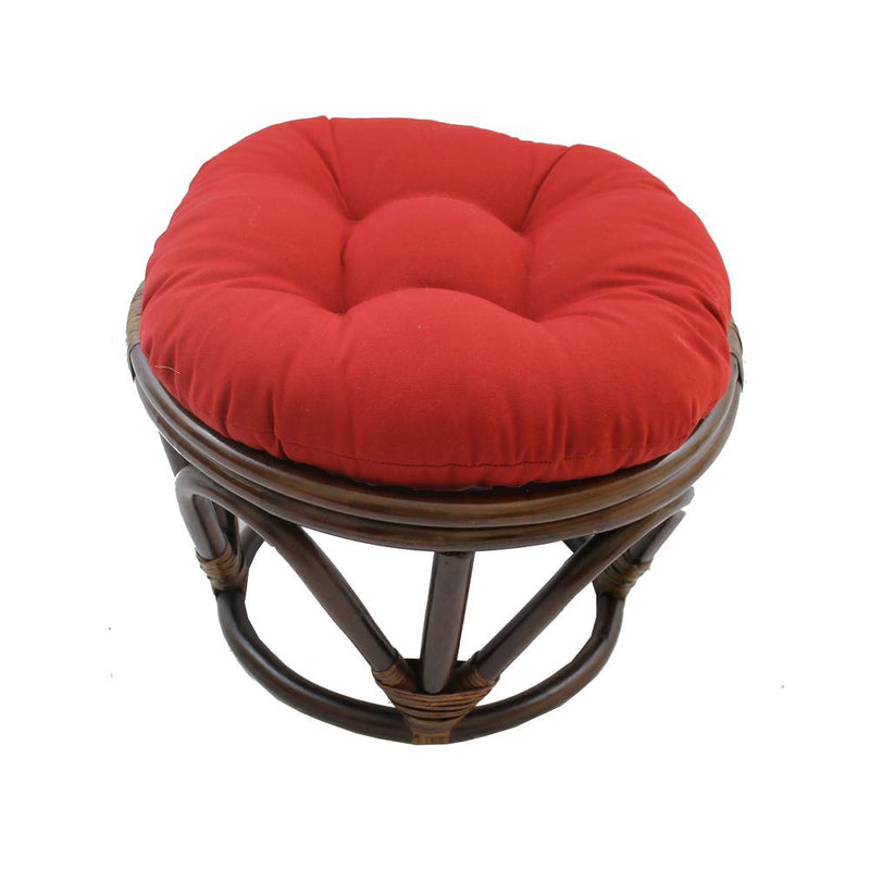 Rattan Footstool with Twill Cushion