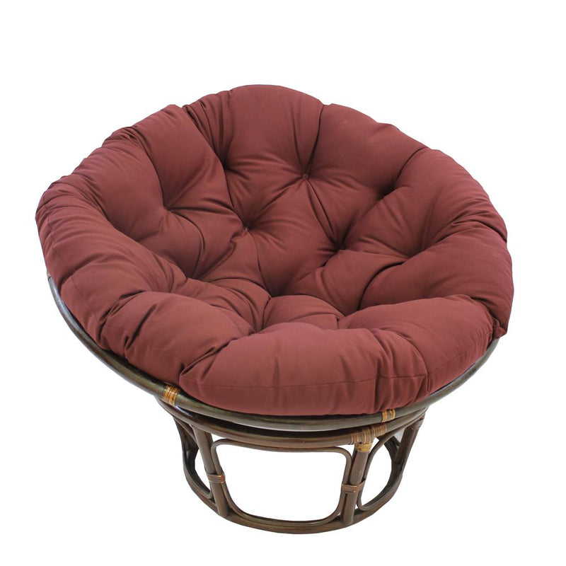 42-Inch Rattan Papasan Chair with Solid Twill Cushion