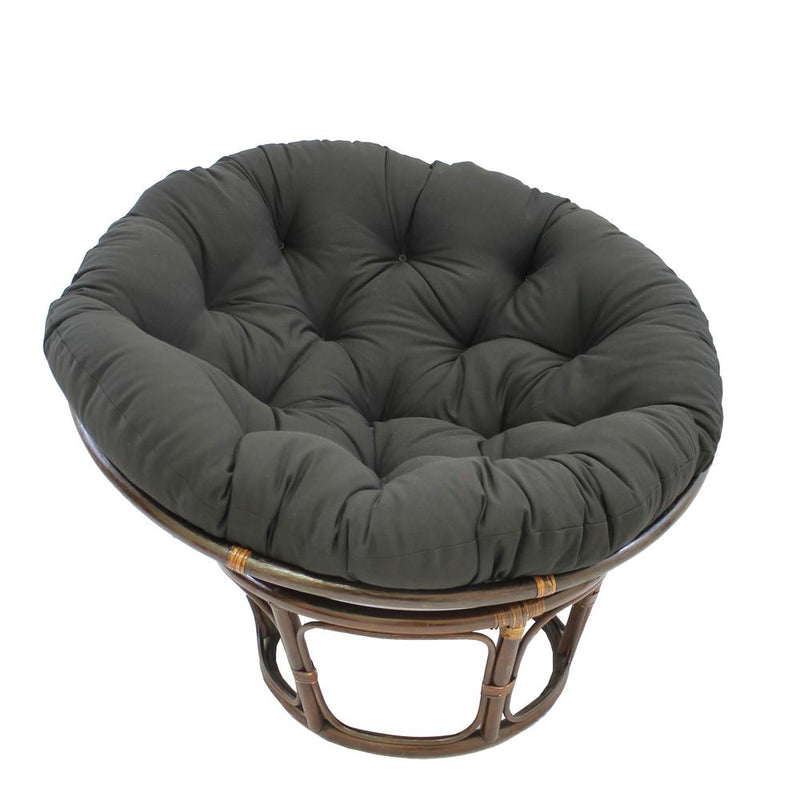 42-Inch Rattan Papasan Chair with Solid Twill Cushion