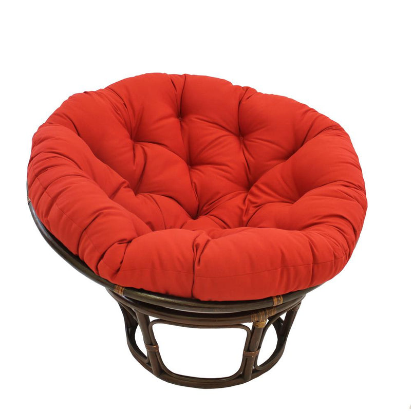 42-Inch Rattan Papasan Chair with Solid Twill Cushion