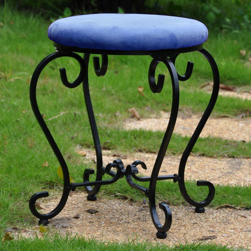 Round Iron Vanity Stool with Cushion