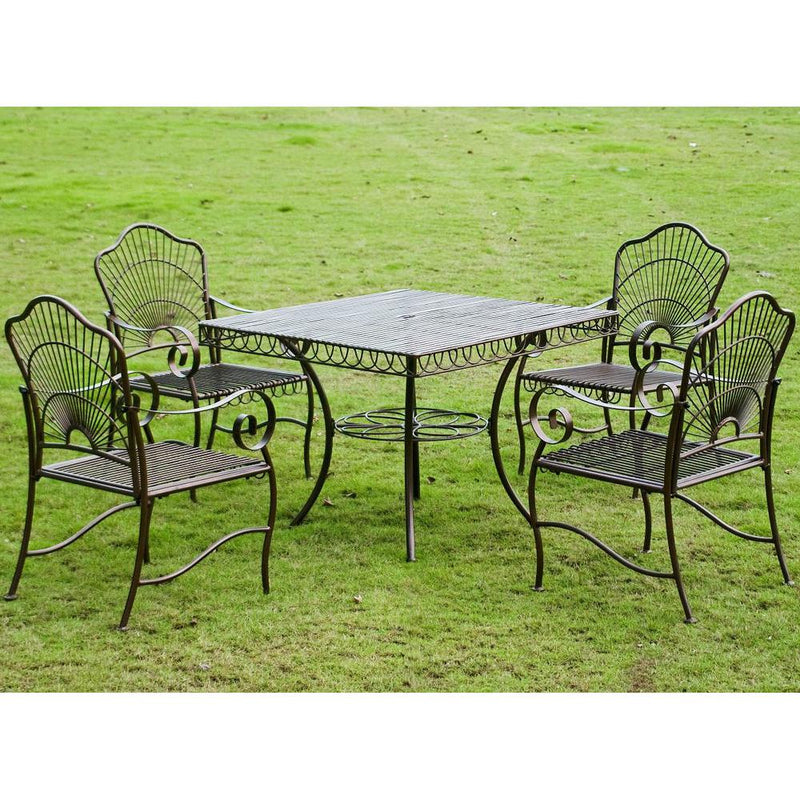 5-Piece Sun Ray Iron Square Dining Group