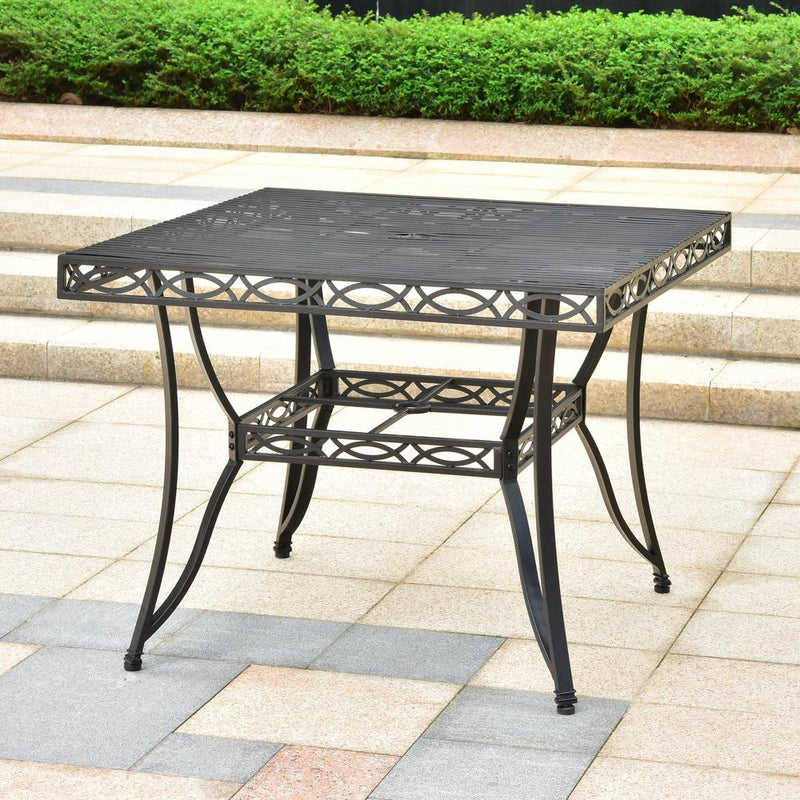 Segovia Iron 39-inch Square Dining Table with Umbrella Hole