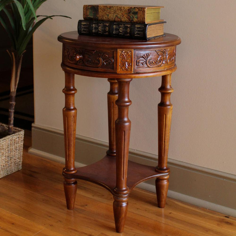 Carved Wood Round Table