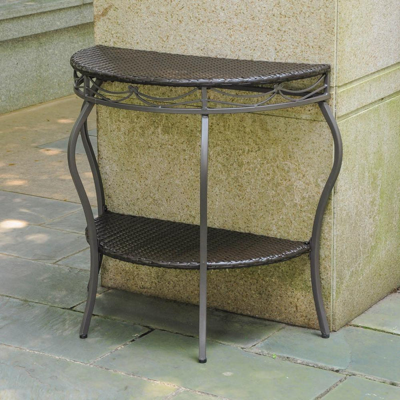 Valencia Resin Wicker/Steel Two Tier Half Moon Wall Table