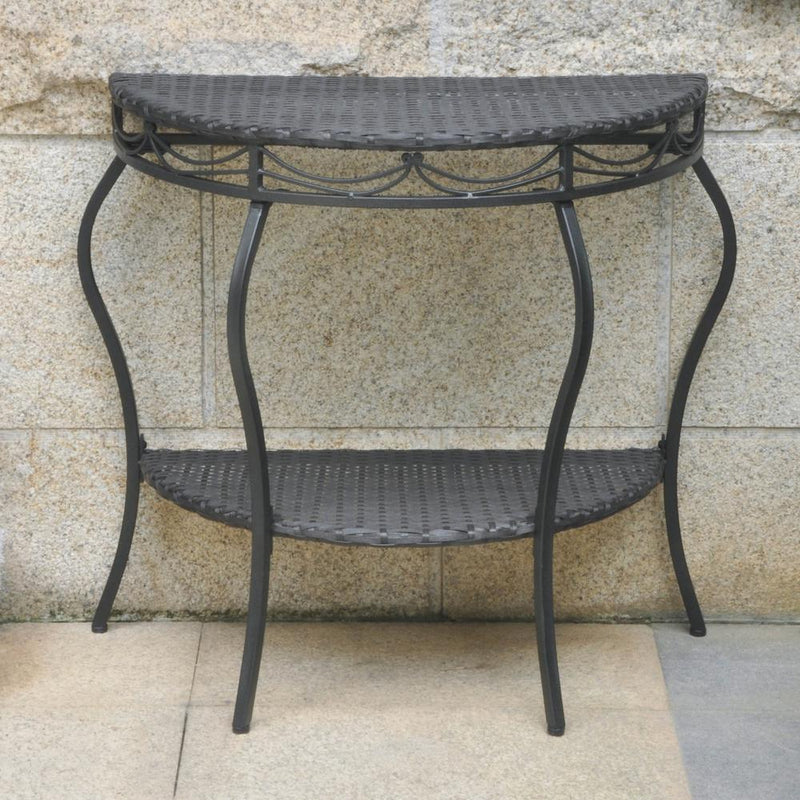 Valencia Resin Wicker/Steel Two Tier Half Moon Wall Table