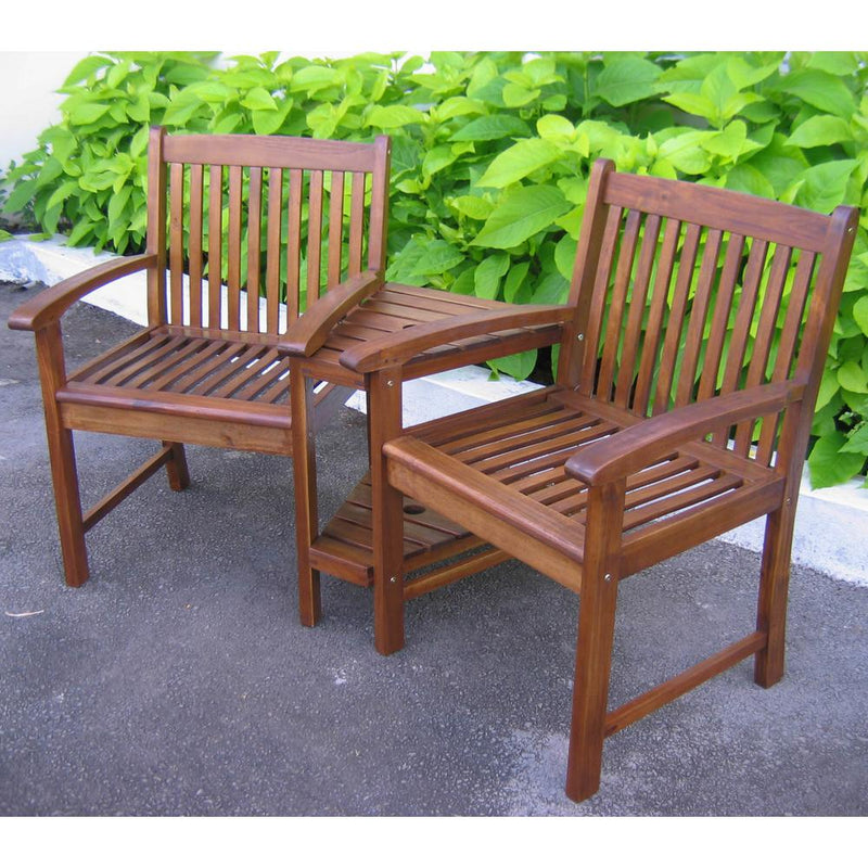 Outdoor Wood Corner Double Chair