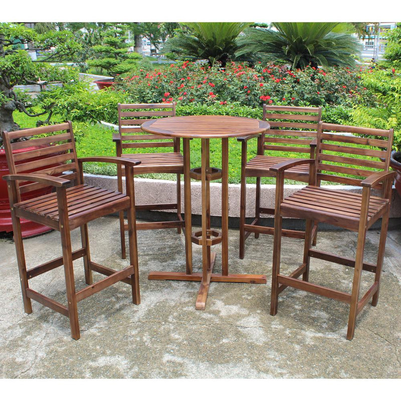 Highland Bar Height Set of Five Dining Set, stain