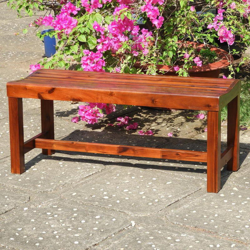 Highland Acacia Americana 42-inch Backless Bench with Contoured Seat