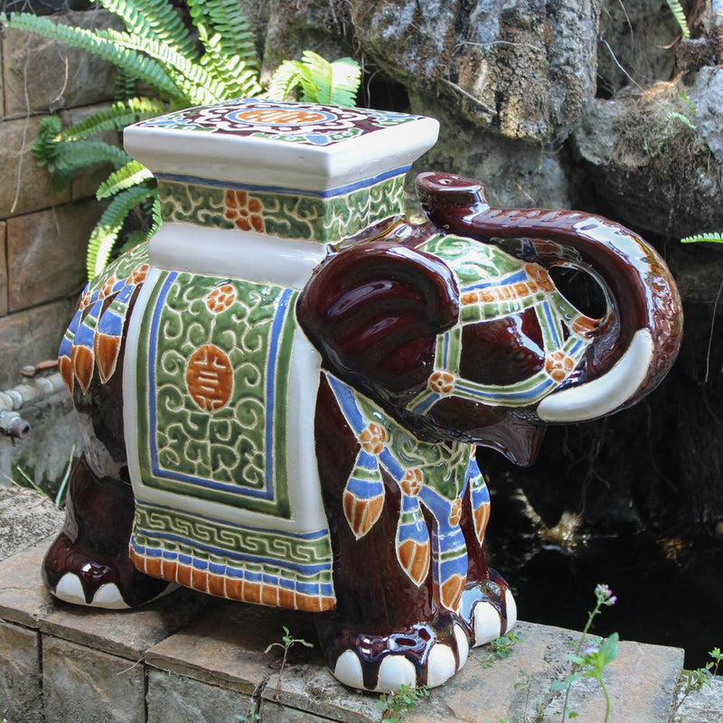 Large Porcelain Elephant Stool