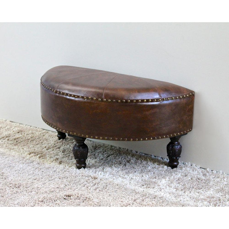 Faux Leather Half Moon Ottoman