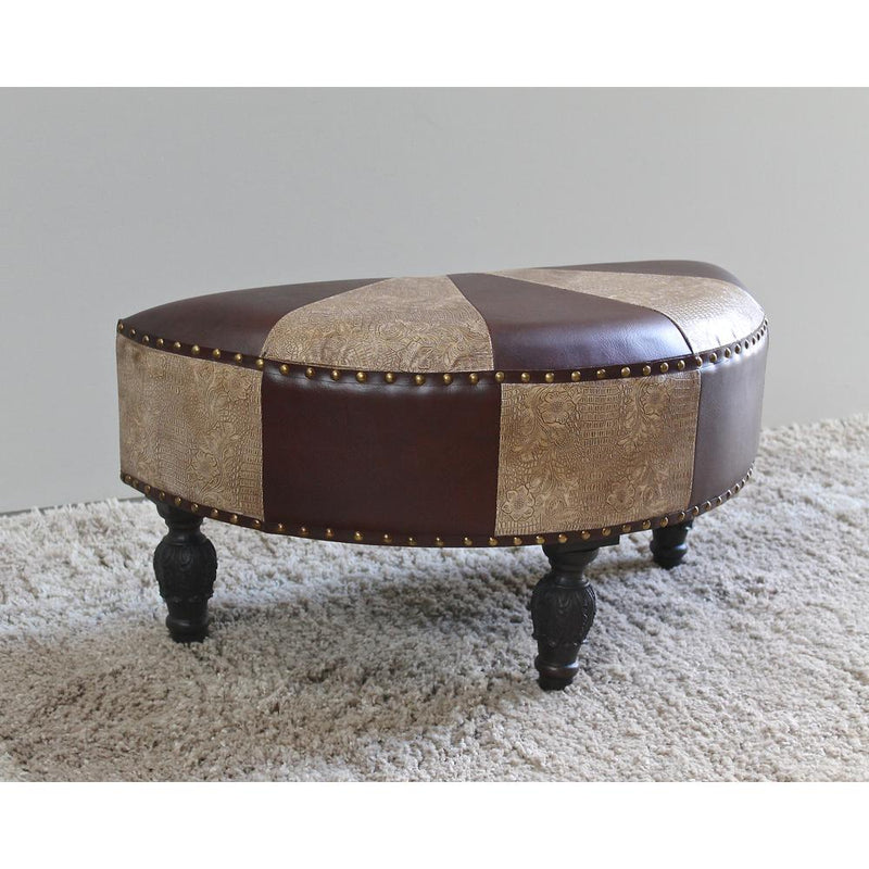 Faux Leather Half Moon Ottoman