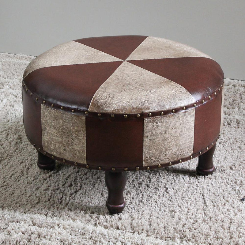 Large Round Faux Leather Stool