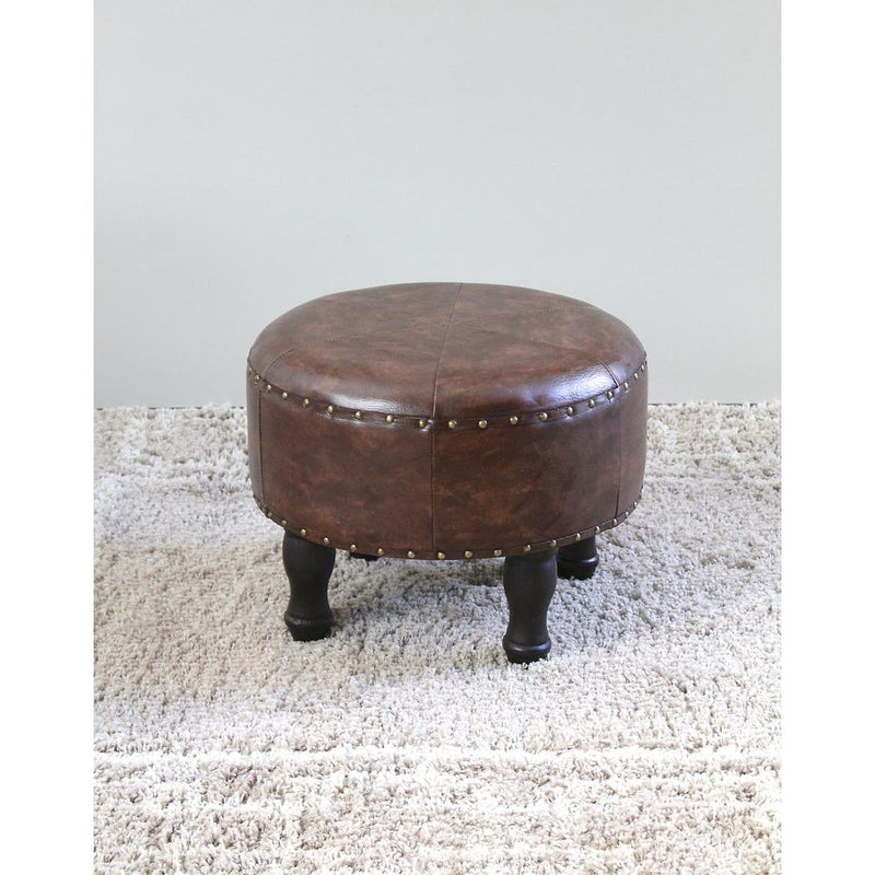 Medium Faux Leather Round Stool