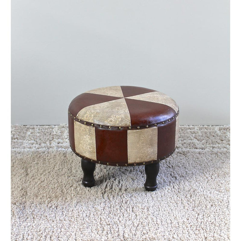 Medium Faux Leather Round Stool