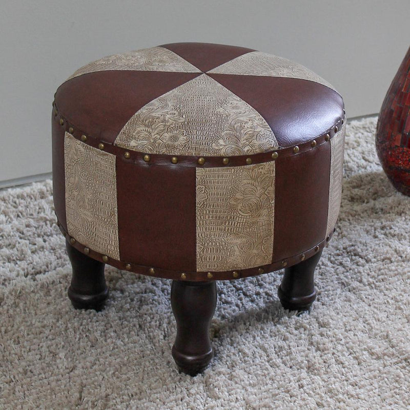 Medium Round Faux Leather Stool