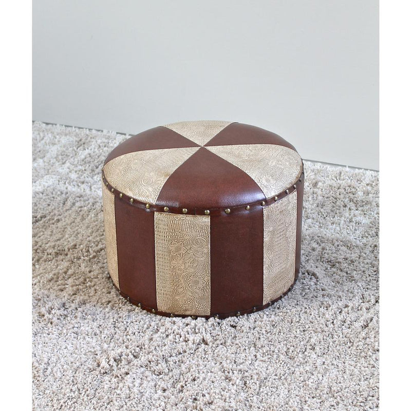 Mini Round Faux Leather Stool