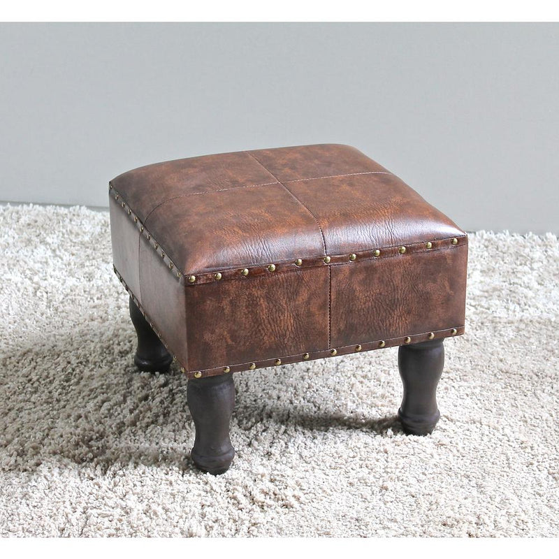 Faux Leather 16-Inch Square Stool