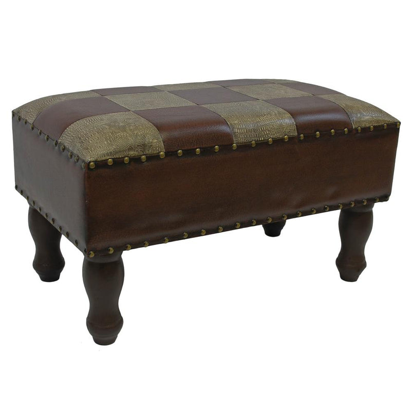 Faux Leather Rectangular Stool