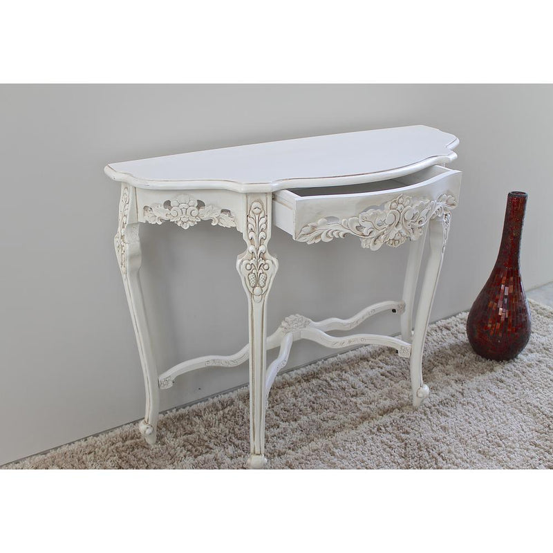 Windsor Hand-Carved Half Moon Console Table