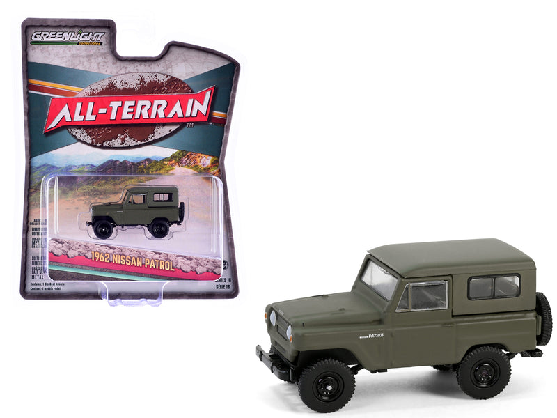 1962 Nissan Patrol Matt Olive Green All Terrain Series 16 1/64 Diecast Model Car by Greenlight