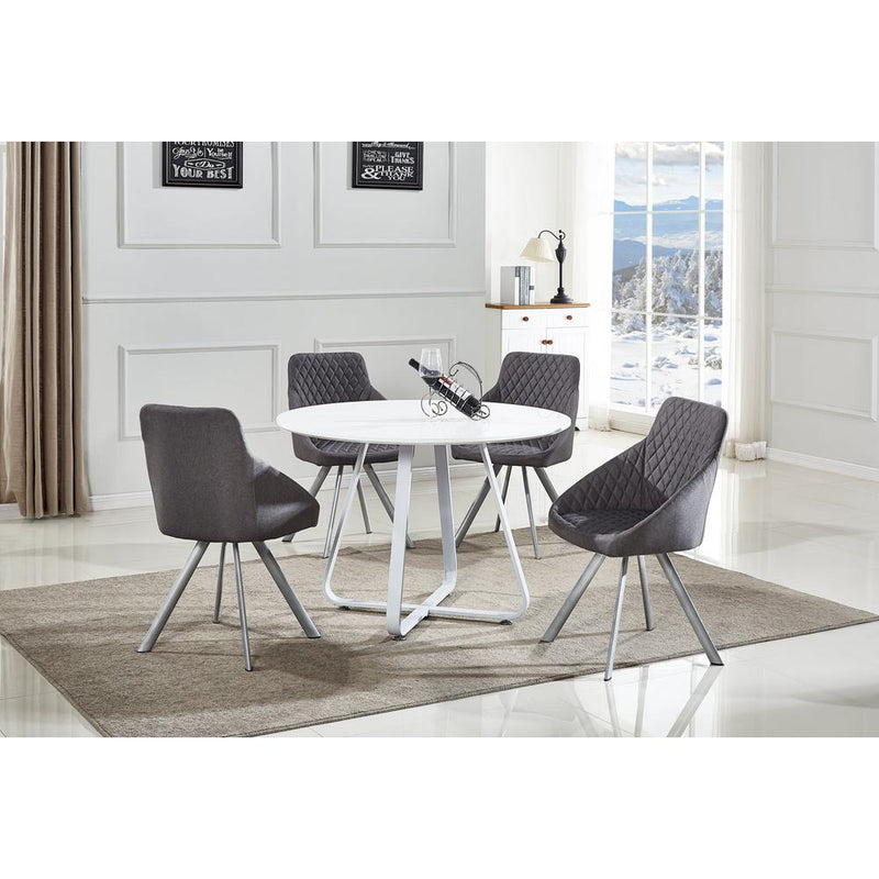 Contemporary High Gloss Mdf Dining Table With Metal Table