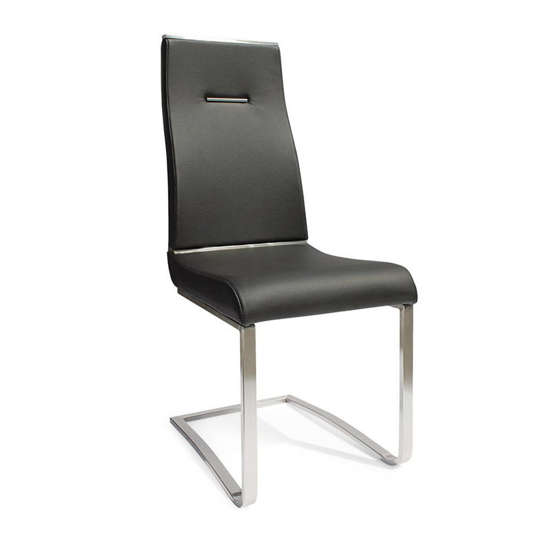 Black Dining Chair With Brushed Stainless Steel, Set Of 2