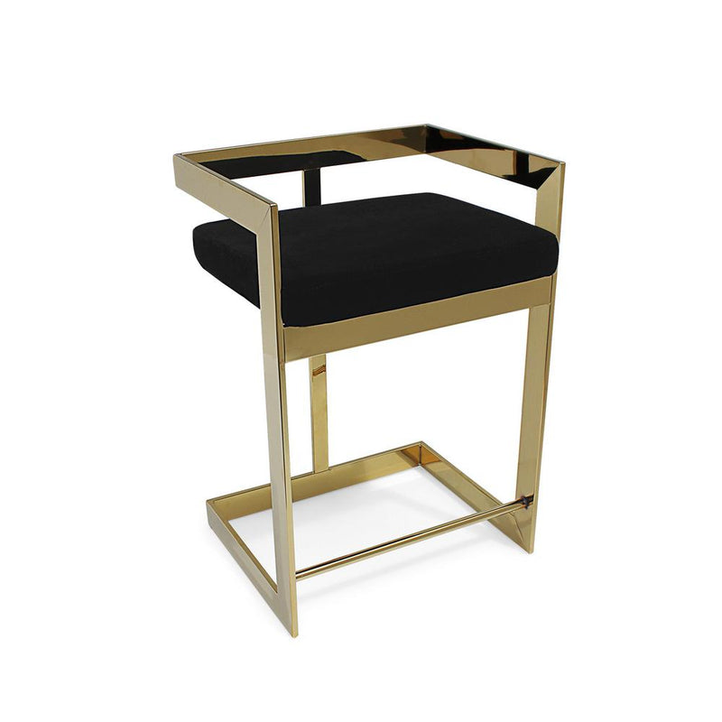 Bar Chair , 30", Gold Base, Black