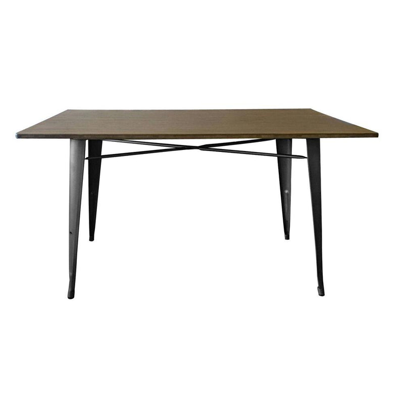 Metal Dining Table W/ Wood Top, Gunmetal