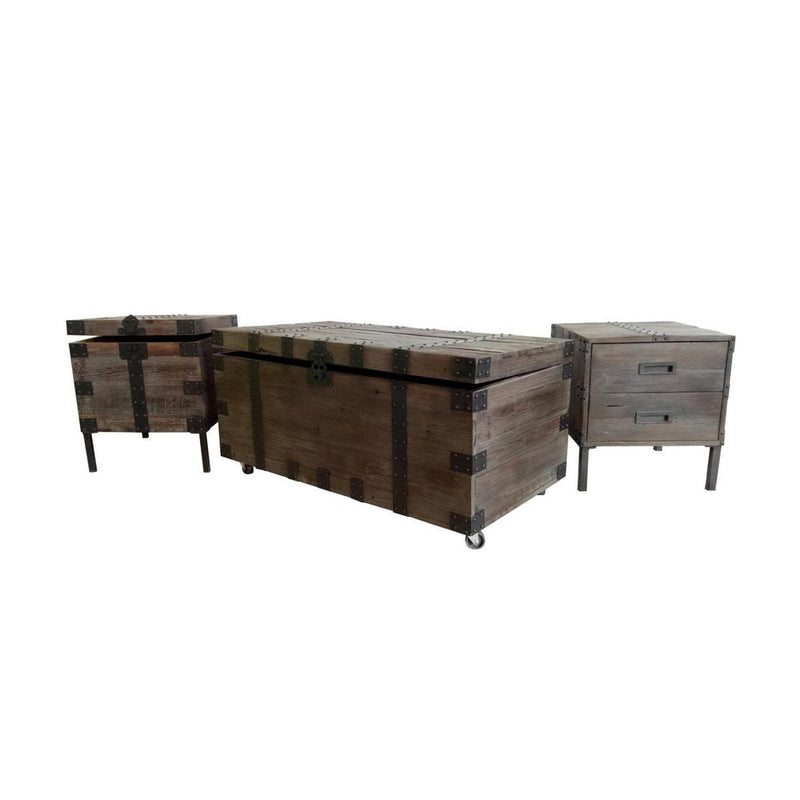 Trunk Coffee Table With Reclaim Wood And Black Metal