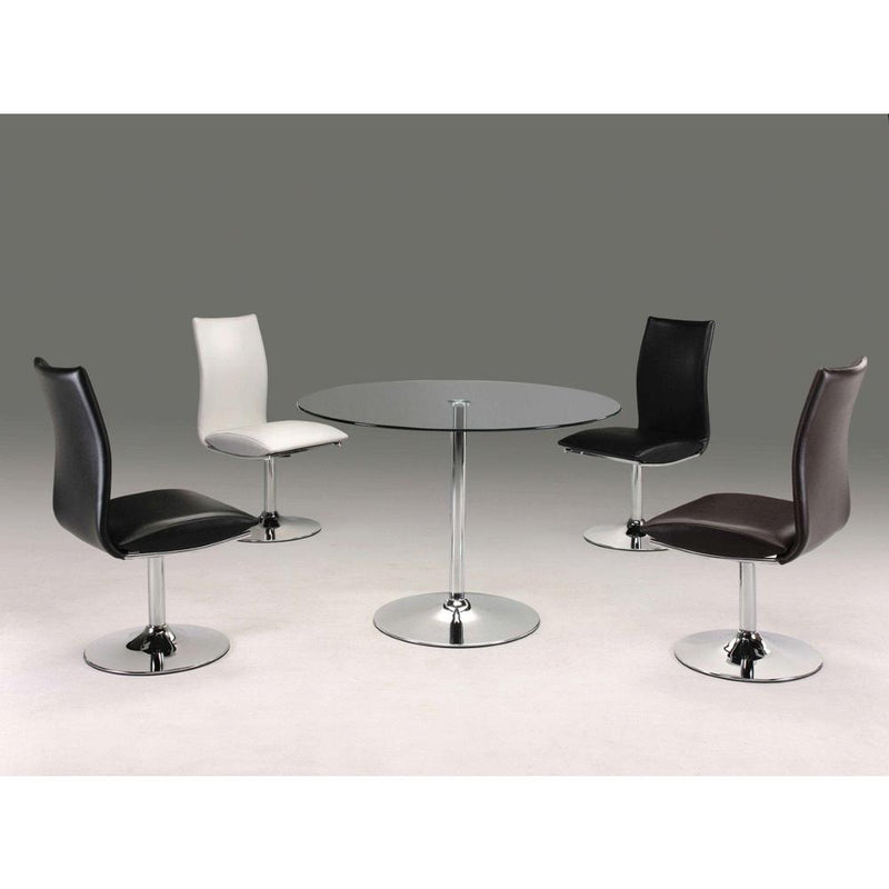 Swivel D Chair , Black Pu Chrome Base, Set Of 2