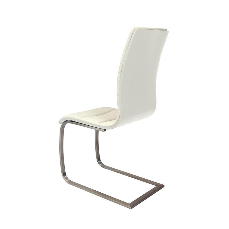 D.Chair,White Lacquer Back,White Pu/S.S.Base, Set Of 2