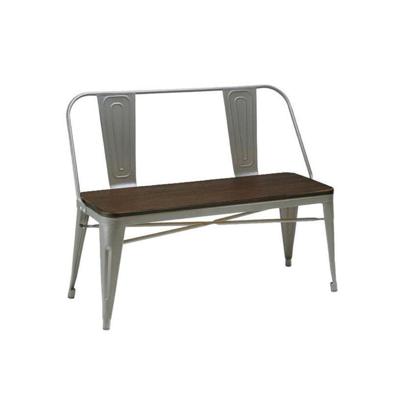 Metal Bench W/ Wood Top, Natural