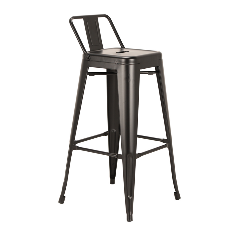 Metal Bar Stool, 30" Black, Set Of 4