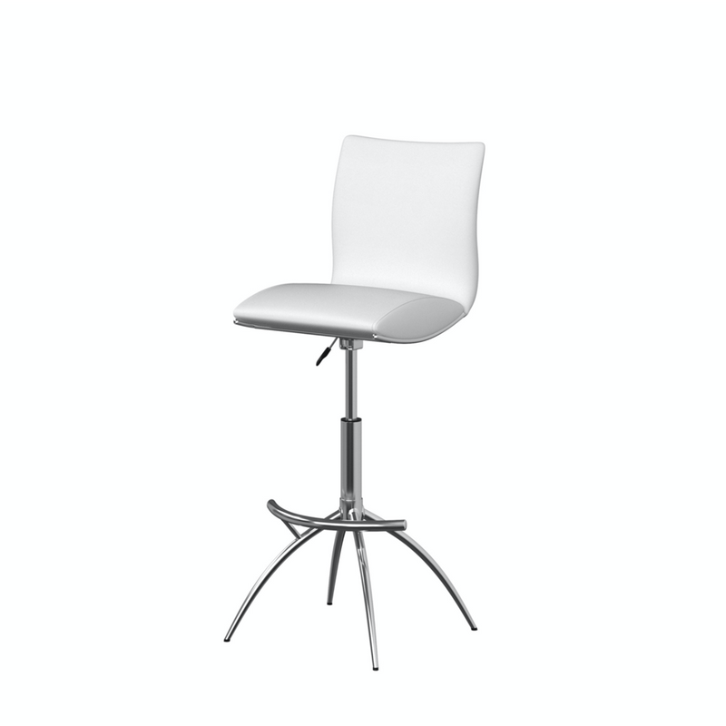 Pure White Pu Seat, Chrome Base Stool, Set Of 2